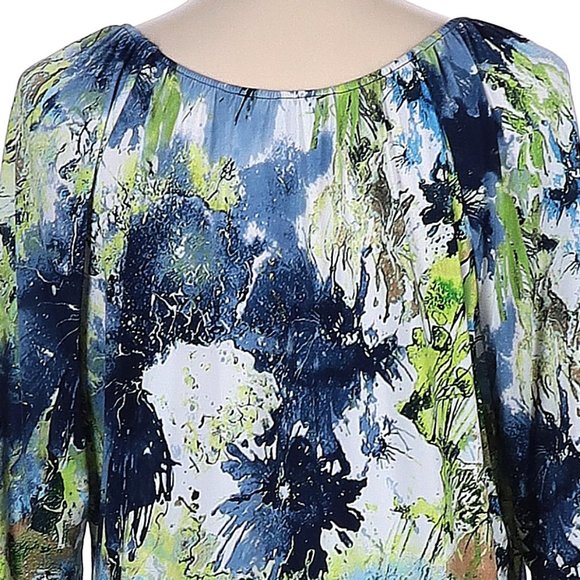 N Touch Multi-Color Abstract Floral Short Sleeve On/Off Shoulder Top Size L - Picture 4 of 4